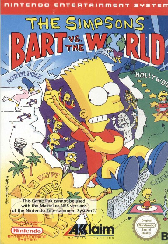 The Simpsons Bart vs the World box art for Sega Game Gear